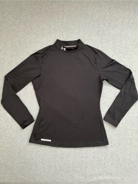 Under Armour ColdGear Mock Neck Fitted Compression Shirt Black Women’s Large